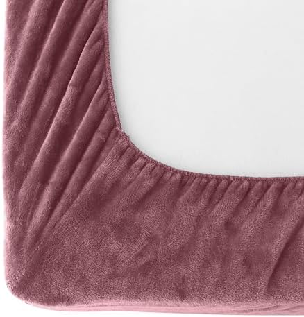Elegant Comfort Luxuriously Soft 4-Piece Velvet Plush Flannel Sheet Set - Premium Quality - Cozy Warm, Anti-Static, Non Pilling Fuzzy Velvet Flannel Fleece Deep Pocket Sheet Set - Cal King, Rose