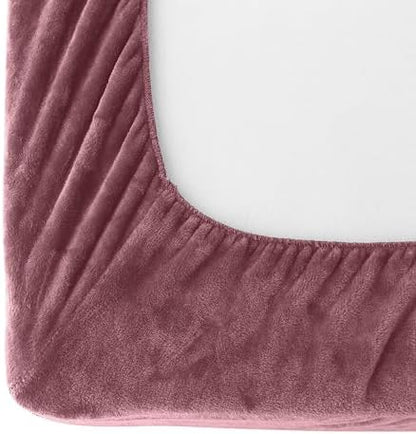 Elegant Comfort Luxuriously Soft 4-Piece Velvet Plush Flannel Sheet Set - Premium Quality - Cozy Warm, Anti-Static, Non Pilling Fuzzy Velvet Flannel Fleece Deep Pocket Sheet Set - Cal King, Rose
