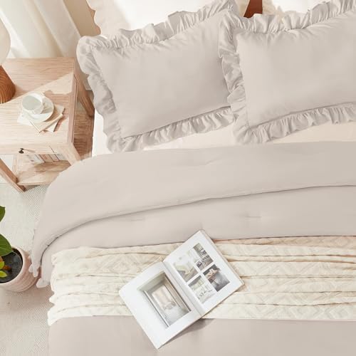 Andency Linen California King Comforter Set, 3 Pieces Shabby Chic Bedding