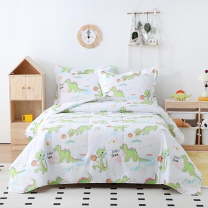 Cute Dinosaur Twin Size Bed Comforter Kids Bedding Set