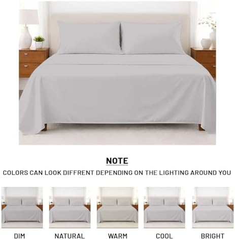 SGI bedding 100% Egyptian Cotton Sheets Twin Size – Cooling Sheets, Soft Breathable Silver Bedding, Luxury Bedding, Luxury Hotel Sheet Set, Deep Pocket 16", 4 Piece Set