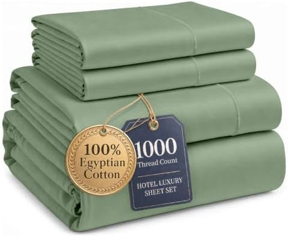 LANE LINEN Full Bedding Set with Sheets Silky Sateen Weave - Iceberg Green