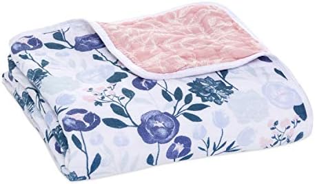 Aden + Anais Essentials Dream Blanket, Muslin Baby Blankets for Girls & Boys, Ideal Lightweight Newborn Nursery & Crib Blanket, Unisex Toddler & Infant Bedding, Shower & Registry Gift, Flowers Bloom