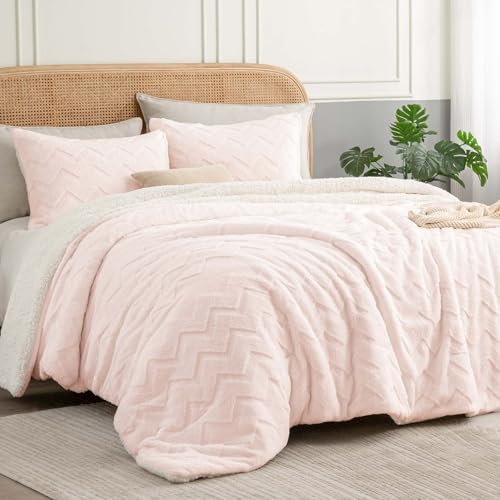 BEDELITE Fluffy Twin Comforter Set - Super Soft Sherpa Pink Comforter for Twin Size Bed, Luxury Warm Bedding Set for Winter, Fuzzy Bed Set 2 piece (1 Comforter, 1 Pillowcase)
