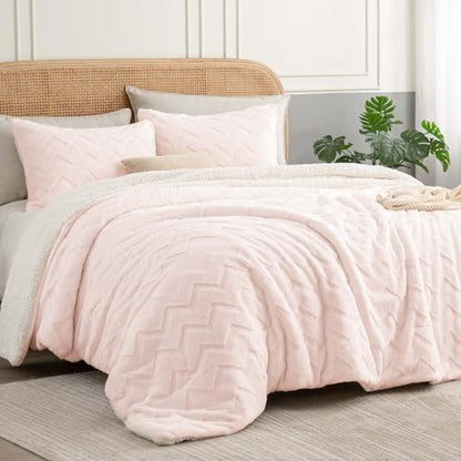 BEDELITE Fluffy Twin Comforter Set - Super Soft Sherpa Pink Comforter for Twin Size Bed, Luxury Warm Bedding Set for Winter, Fuzzy Bed Set 2 piece (1 Comforter, 1 Pillowcase)