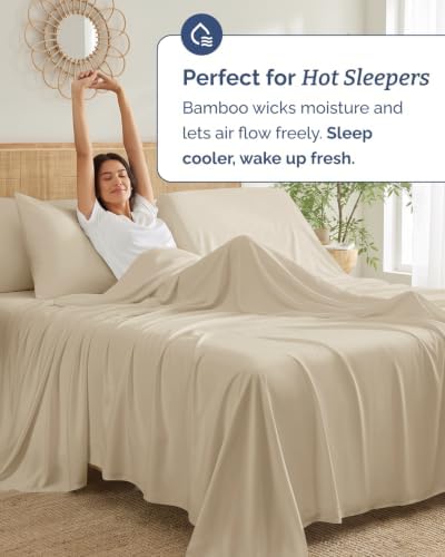 100% Rayon Derived from Bamboo Sheets - Flex Top Split Head King - Wheat