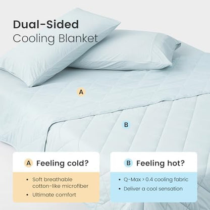 Cozy Bliss Cooling Throw Blanket for Hot Sleepers 50"x70", Q-Max 0.45 Cooling Comfort, Cold Blankets for Night Sweats Sleeping, Ultra-Cool Lightweight Breathable Summer Blanket for Couch Bed, Blue