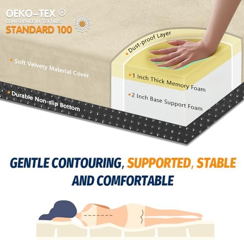CYMULA Memory Foam Camping Mattress Pad, Sleeping Mat, Portable Roll Up Mattress for Adults, Camping Bed Pads for Sleepover, Car Bed with Travel Bag