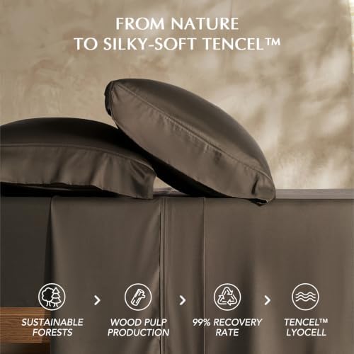 EverGrace Tencel™ Sheet Set, Breathable & Cooling, King, Espresso Brown