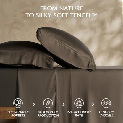 EverGrace Tencel™ Sheet Set, Breathable & Cooling, King, Espresso Brown