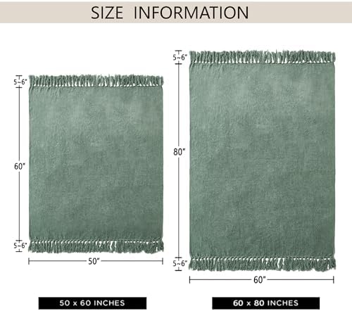 Chenille Throw Blanket for Couch 60" x 80" Twin, Sage Green