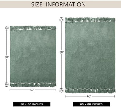 Chenille Throw Blanket for Couch 60" x 80" Twin, Sage Green