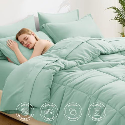 Love's cabin Plaid Full Comforter Set, Aqua