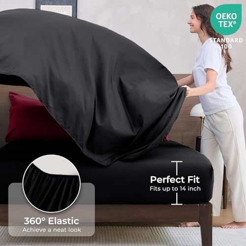 HEVUMYI 7-Piece Oversized King Comforter Set, Red & Black Bed in a Bag