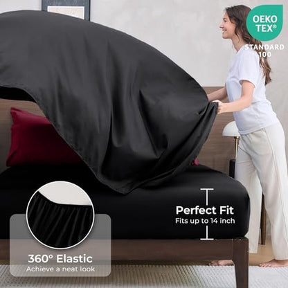 HEVUMYI 7-Piece Oversized King Comforter Set, Red & Black Bed in a Bag