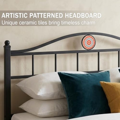 Full Size Bed Frame with Headboard Footboard, Victorian Metal Platform Beds