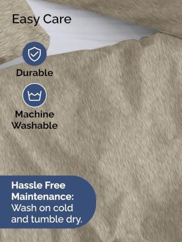 Duvet Cover Queen Size - 3 Piece with Zipper Closure - Heathered Beige