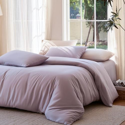DOZ Duvet Cover Set, 100% Viscose derived from Bamboo, Organically Grown, Buttery Soft, Cooling Duvet Covers, High GSM, 1 Duvet Cover and 1 Pillowcase, 70"x90" (Lavender, Twin/Twin XL)