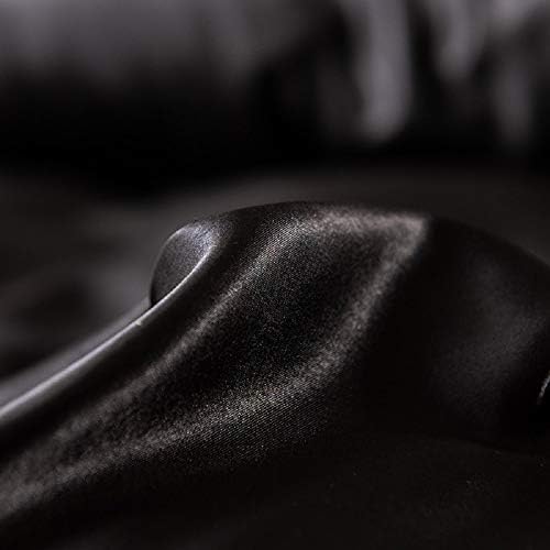 Black Silk Comforter Cover Set Full Size Silk Like Satin Duvet Cover Set Solid Color Decor Soft Microfiber Women Bedding Sets With Zipper Ties Soft Luxury Duvet Cover Set For Adult Women Men Girls