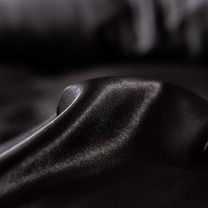 Black Silk Comforter Cover Set King Size Silk Like Satin Duvet Cover Set Solid Color Decor Soft Microfiber Women Bedding Sets With Zipper Ties Soft Luxury Duvet Cover Set For Adult Women Men Girls
