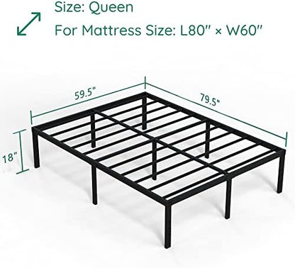 DiaOutro 18 Inch High Bed Frame Queen Size with Storage, Black