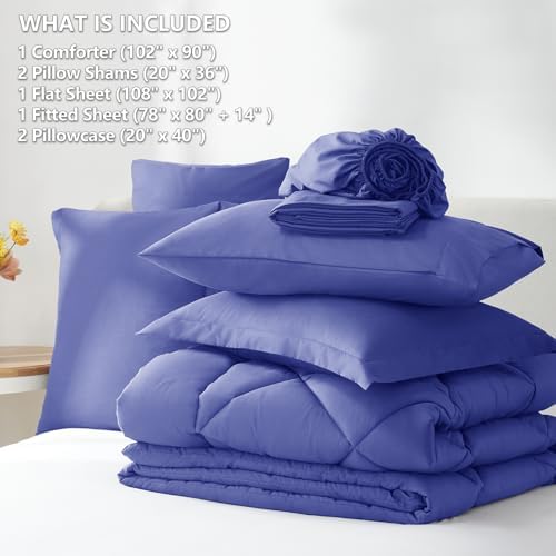CozyLux King Comforter Set 102"x90" Very Peri - 7 Piece Bed in a Bag
