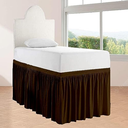 Twin XL 36" Inch Drop Long Dorm Bed Skirt, Ruffled Pattern College Dorm Room Bed Skirts, Split Corner, Easy Care, No Wrinkle Microfiber Bed Skirt