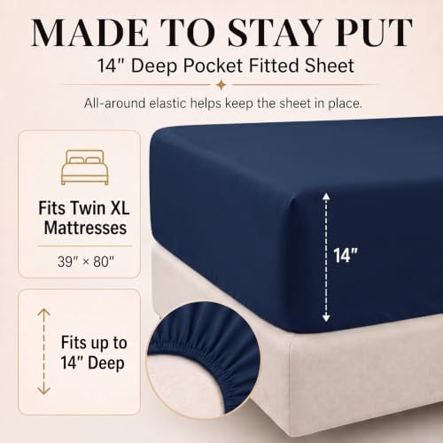 CozyLux Twin XL Comforter Navy, 5 Pieces Bed in a Bag