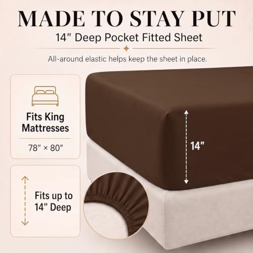 CozyLux King Size Comforter Set Brown, 7 Pieces Bed in a Bag