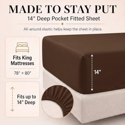CozyLux King Size Comforter Set Brown, 7 Pieces Bed in a Bag