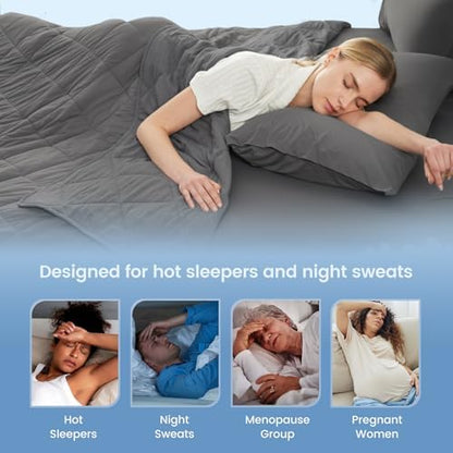 Cozy Bliss Cooling Blanket for Hot Sleepers King Size, Q-Max 0.45 Cooling Comfort, Cold Blankets for Night Sweats Sleeping, Ultra-Cool Lightweight Breathable Summer Blanket for Bed, Charcoal Grey