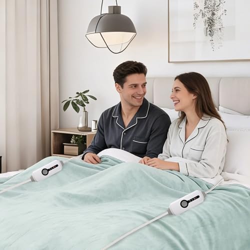 Electric Heated Blanket 90"x100" King Size, Spring Green