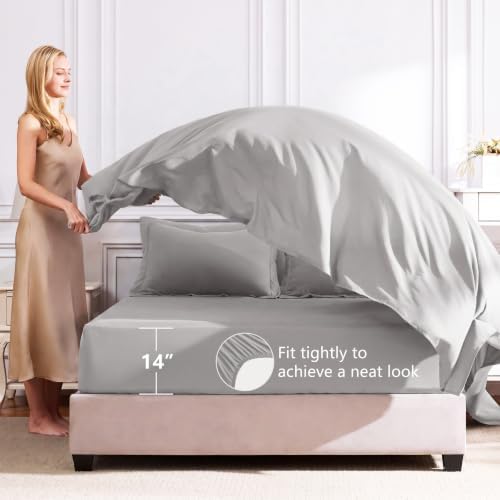 CozyLux Queen Comforter Set 88"x88" French Grey - 7 Piece Bed in a Bag