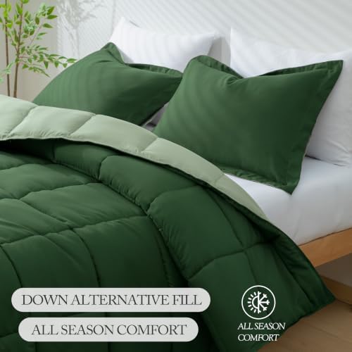 HIG 3pc Green Full Size Bedding Comforter Set Duvet Insert Blanket