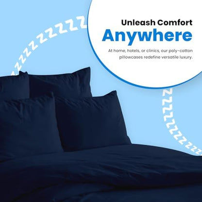 Avalon Bedding Pillow Cases Standard Size Navy Blue Pillow Cases Set of 4 Cotton Blend 200 TC Soft & Breathable Perfect for Home & Hospital, Hotel Quality Queen Pillow Protectors 30x20 Inches
