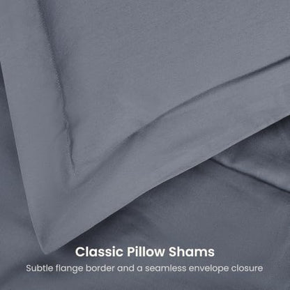 BIOWEAVES 100% Organic Cotton King Duvet Cover Set, 3-Piece, 300 Thread Count Sateen Weave GOTS Certified Comforter Cover with Buttoned Closure and 2 Pillow Shams – Gray, 104x90 inches