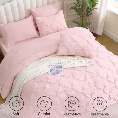BEDELITE Full Comforter Set Baby Pink,Lightweight & Soft Comforter