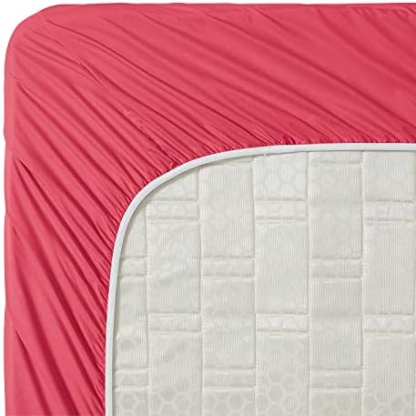 Clara Clark Bed Sheets, Premier 1800 Series 4 Piece Bed Sheet Set, Deep Pocket, Wrinkle, Fade, Stain Resistant, Luxury Soft Bedding Sheets & Pillowcases, Twin-XL, Coral Pink