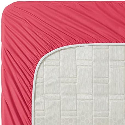 Clara Clark Bed Sheets, Premier 1800 Series 4 Piece Bed Sheet Set, Deep Pocket, Wrinkle, Fade, Stain Resistant, Luxury Soft Bedding Sheets & Pillowcases, Twin-XL, Coral Pink