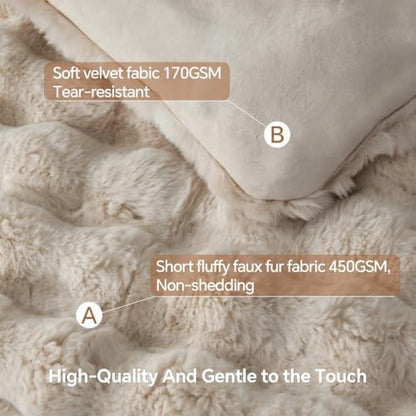 BEDELITE Faux Fur Comforter Set King,Thick Winter Comforter,Khaki