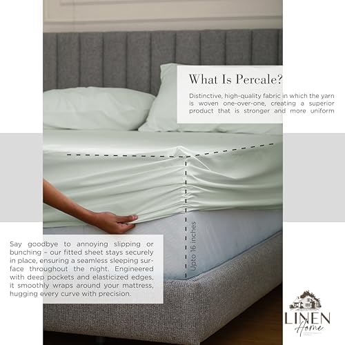 Linen Home 2-Pack Full Sheet Set, 100% Cotton Percale Bedding, 8-Piece Value Bundle, Deep Pocket Cooling Bed Sheets for Hot Sleepers, Breathable & Crisp Hotel Quality, Long-Staple Cotton, Dove Grey