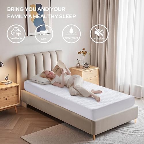 BEDLORE Waterproof Twin Mattress Protector, Deep Pocket Fit, Washable