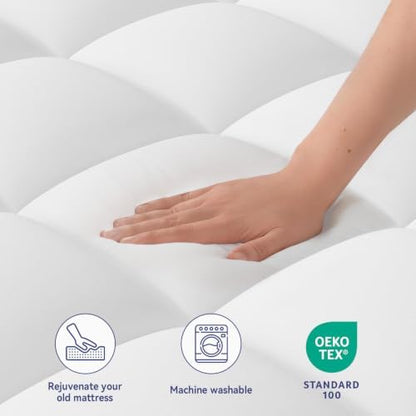 ELEMUSE Twin Mattress Topper, Extra Thick Pillow Top Mattress Pad Cover