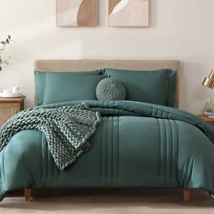 Twin XL Comforter Set-5 Pieces Blue Green Bed in a Bag Twin Bedding Sets