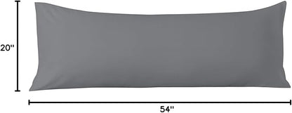 Comfort Beddings Body Pillowcase, 100% Organic Cotton 600 Thread Count Sateen, Soft Cooling Grey, 1-Pack, Hidden Zipper Closure, Hotel Quality, Fade & Shrink Resistant, 20 x 54 Inches