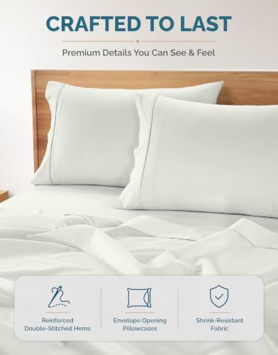 Casa Platino Twin Percale Sheet Set– 4 Piece 100% Cotton Sheet Set Twin, with 15” Deep Pocket Fitted Sheet, Crisp Weave for Cool Cozy Sleep, Soft & Breathable, Everyday Essential Sheets – Silver