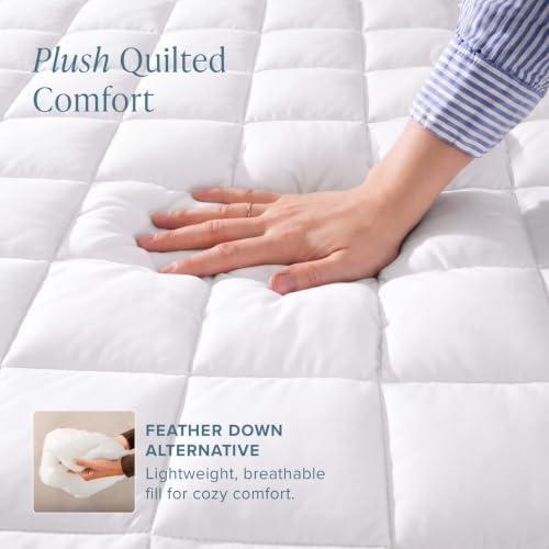 Bare Home Quilted Fitted Mattress Pad (Full XL, White)