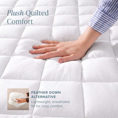 Bare Home Quilted Fitted Mattress Pad (Full, White)
