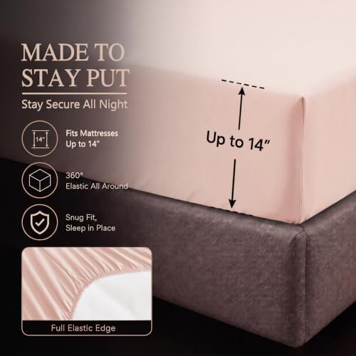 CozyLux Queen Comforter Set Peach Pink, 7 Pieces Pintuck Bed in a Bag