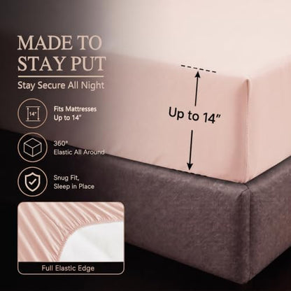 CozyLux Queen Comforter Set Peach Pink, 7 Pieces Pintuck Bed in a Bag